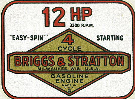 BRIGGS & STRATTON EARLY 2hp ENGINE DECALS 