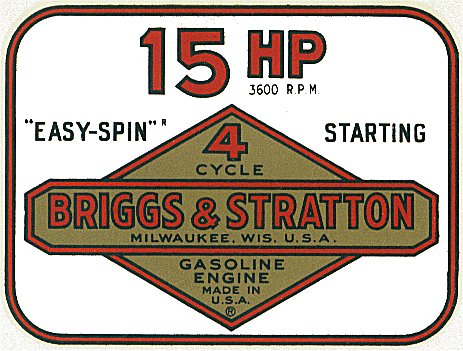 Vintage Briggs & Stratton Easy Spin 9 HP Small Engine 4" X 3" sticker decal 
