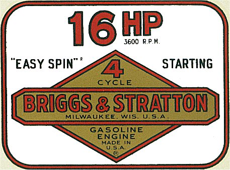 Vintage Briggs & Stratton Gasoline Oil Small Engine 5" X 3" sticker decal 
