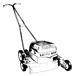 1959 — The new Lawn-Boy QUIETFLITE ushered in the "Golden Age of Power Mowing " Its moving working parts are completely sealed and insulated. QUIETFLITE in 1959 was the last word in modern quiet power-mower development.